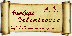 Avakum Velimirović vizit kartica